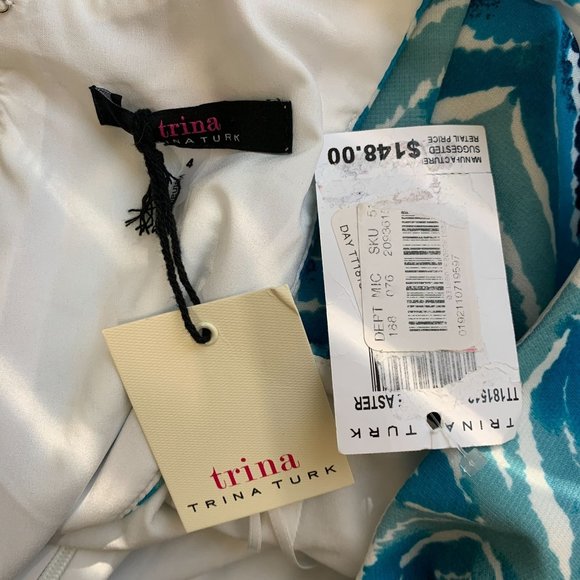 Trina Turk Robles 4 Dress NWT $148 Small Blue Zebra Animal Print Knee Casual Spr - Picture 5 of 7